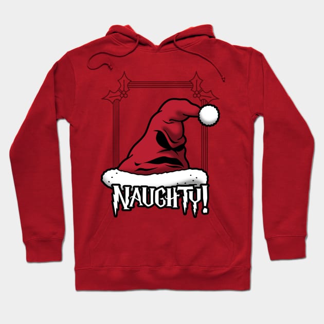 Christmas Fantasy Naughty Or Nice Sorter Santa Claus Hat Hoodie by BoggsNicolas